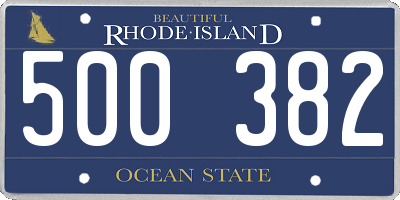 RI license plate 500382