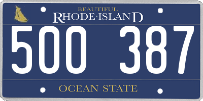 RI license plate 500387