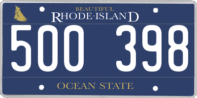 RI license plate 500398