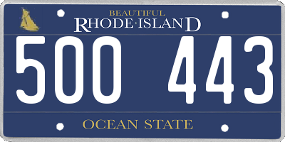 RI license plate 500443