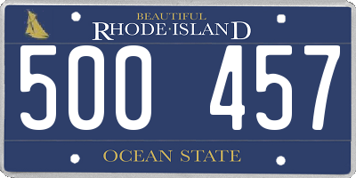 RI license plate 500457