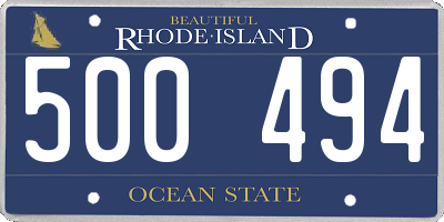 RI license plate 500494