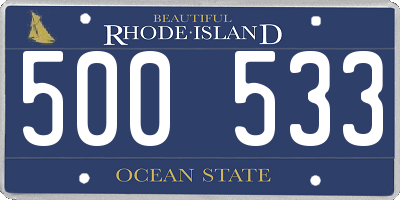 RI license plate 500533