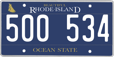 RI license plate 500534