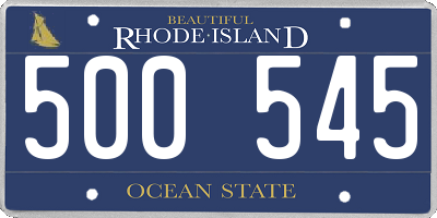 RI license plate 500545