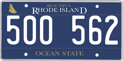 RI license plate 500562