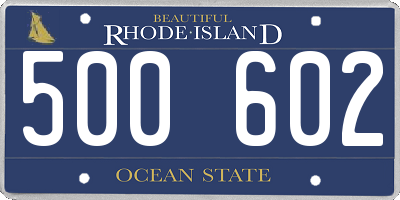 RI license plate 500602