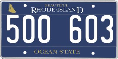 RI license plate 500603