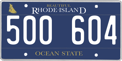 RI license plate 500604