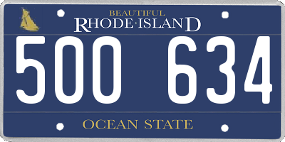 RI license plate 500634