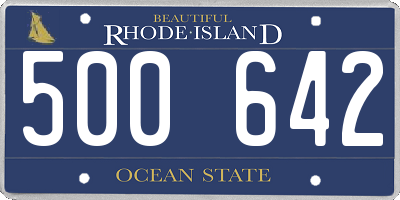 RI license plate 500642