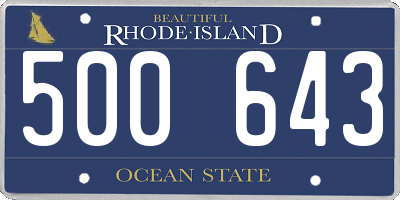 RI license plate 500643