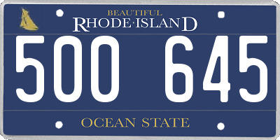 RI license plate 500645