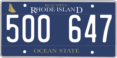 RI license plate 500647