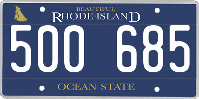 RI license plate 500685
