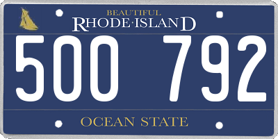 RI license plate 500792