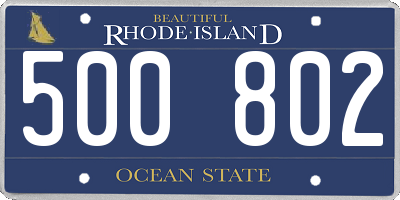 RI license plate 500802