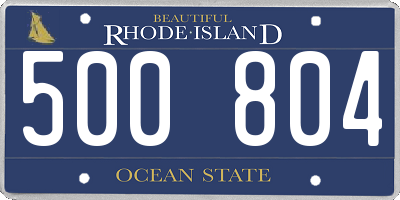 RI license plate 500804
