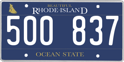 RI license plate 500837
