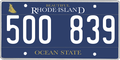 RI license plate 500839
