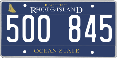 RI license plate 500845