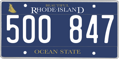 RI license plate 500847