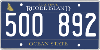 RI license plate 500892
