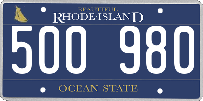 RI license plate 500980