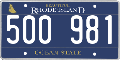 RI license plate 500981