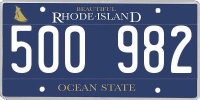 RI license plate 500982