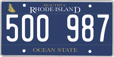 RI license plate 500987
