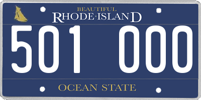 RI license plate 501000