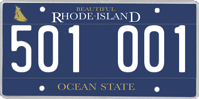 RI license plate 501001