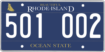 RI license plate 501002