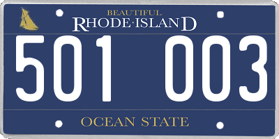 RI license plate 501003