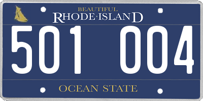 RI license plate 501004