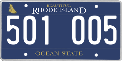 RI license plate 501005