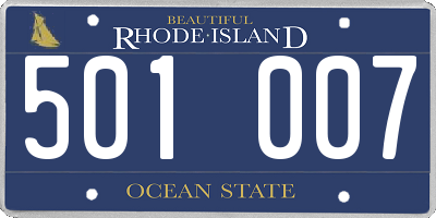 RI license plate 501007