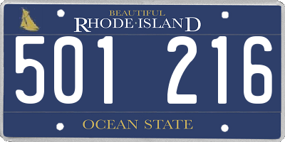 RI license plate 501216