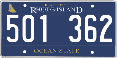 RI license plate 501362