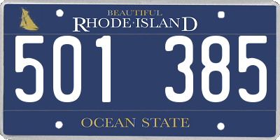 RI license plate 501385
