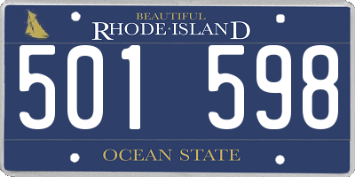RI license plate 501598