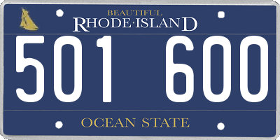 RI license plate 501600