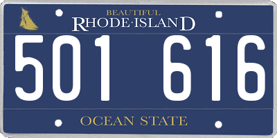 RI license plate 501616