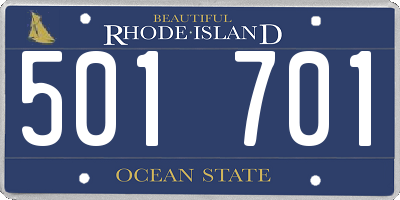 RI license plate 501701