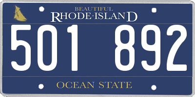 RI license plate 501892