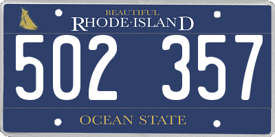 RI license plate 502357
