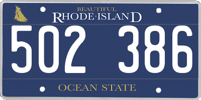 RI license plate 502386