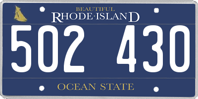 RI license plate 502430
