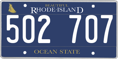 RI license plate 502707